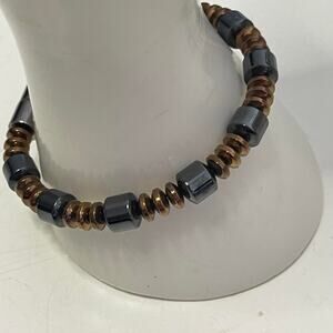 bracelet heaving magnetic clasp black with copper colored beads beadng jewelry